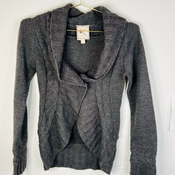 Pink Rose Women’s Cable Knit Cardigan Sweater, Dark Gray, Size Small Cozy Winter - Picture 3 of 16